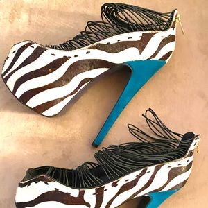 LONDON TRASH Camo high heels, zebra print,NEW WITH BOX!!